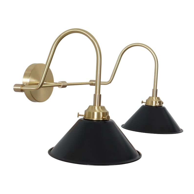 Double Light Conical Shade Sputnik Brass Wall Lamp Beside Wall Sconce