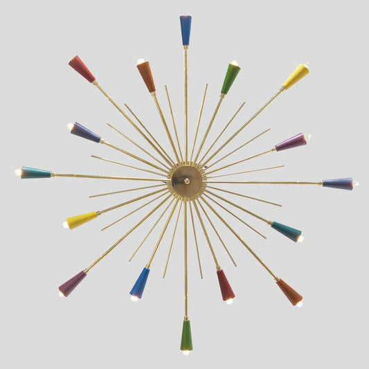 16 Arm Multi Color Shade Lights Brass Sputnik Ceiling Flush Mount Wall Lamp Flush Mount Fixture
