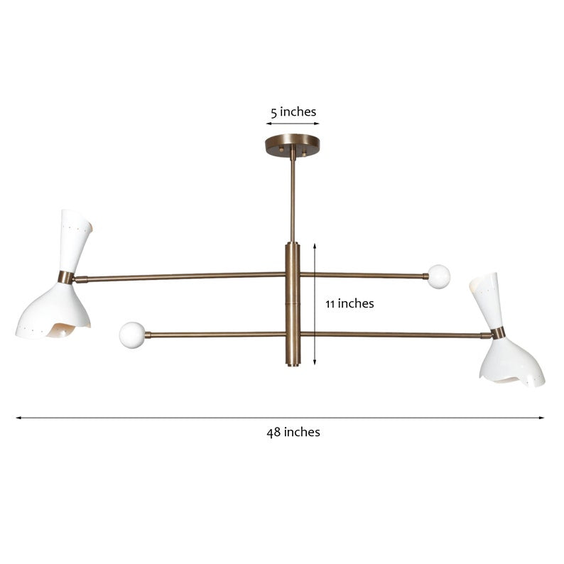 4 Light Ceiling Counter ball Pendant Mid Century Modern Raw Brass Sputnik chandelier light Fixture