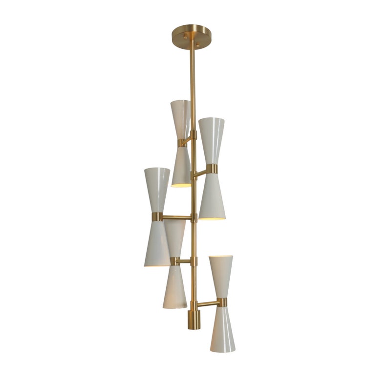 Mid Century Sputnik Ten Light Chandelier Modern Handmade Brass Ceiling Light Fixture