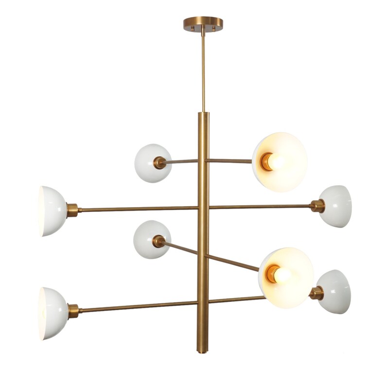 Mid Century Sputnik Eight Dome Shade Light Chandelier Modern Handmade Brass Ceiling Light Fixture