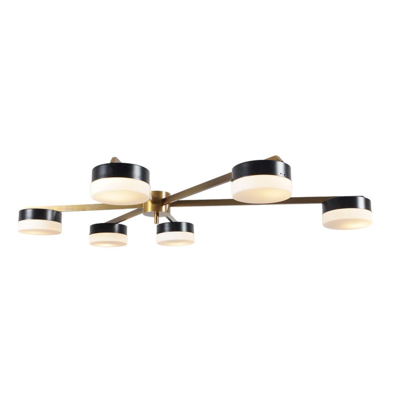 Five Light Glass Shade Brass Sputnik Ceiling Flush Mount Wall Lamp Semi Flush Mount Fixture
