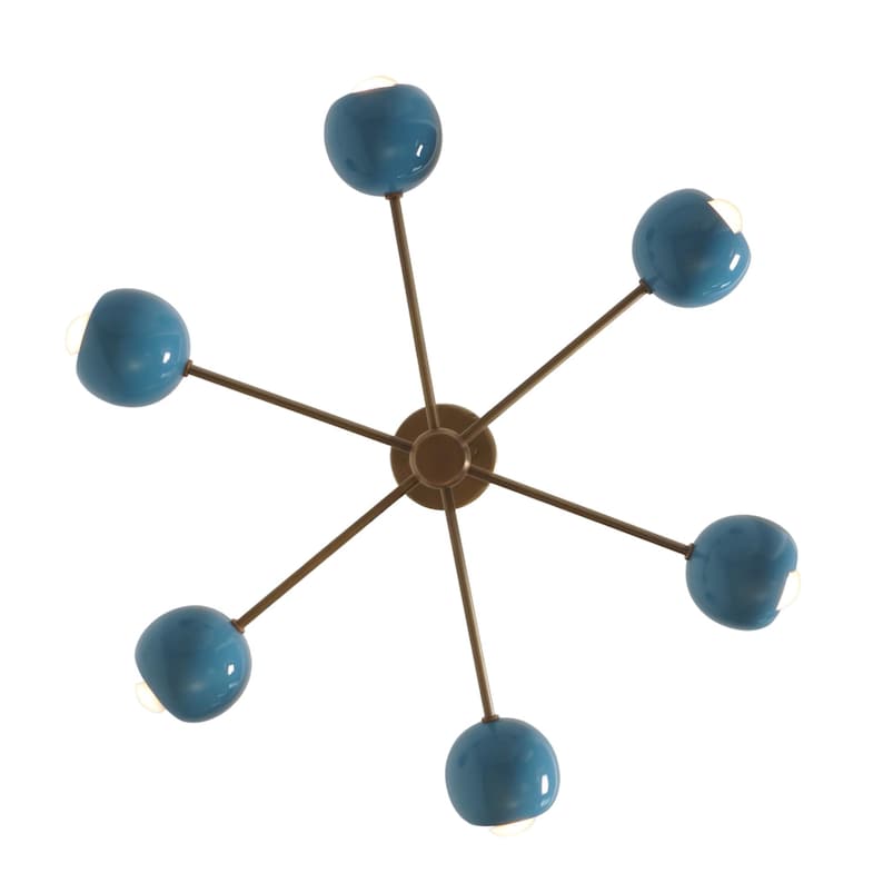 Six Light eyeball Shade Brass Sputnik Handmade Ceiling Light Chandelier Pinwheel Chandelier