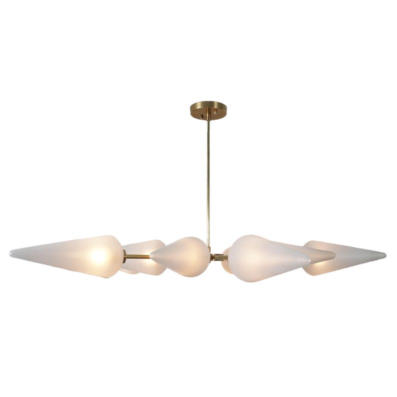 Ten Glass Shade Chandelier Modern Handmade Brass Chandelier Ceiling Light Fixture Flush Mount