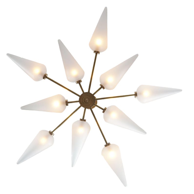 Ten Glass Shade Chandelier Modern Handmade Brass Chandelier Ceiling Light Fixture Flush Mount