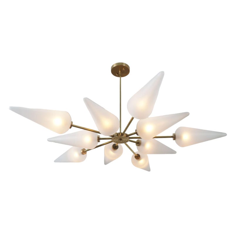 Ten Glass Shade Chandelier Modern Handmade Brass Chandelier Ceiling Light Fixture Flush Mount