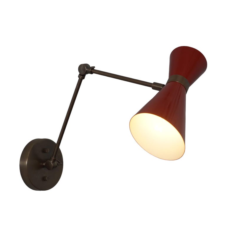 Single Shade Sputnik Pivot Articulated Arm Brass Bedside Wall Lamp Sconce Fixture