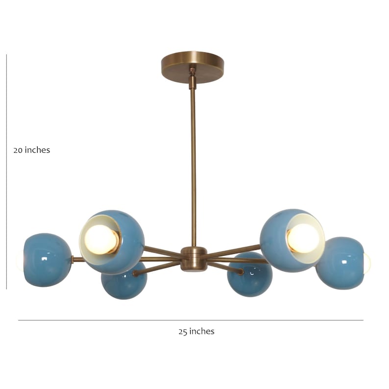 Six Light eyeball Shade Brass Sputnik Handmade Ceiling Light Chandelier Pinwheel Chandelier