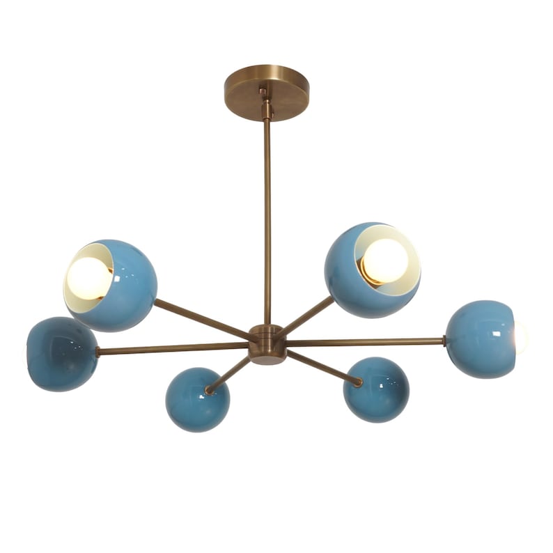 Six Light eyeball Shade Brass Sputnik Handmade Ceiling Light Chandelier Pinwheel Chandelier