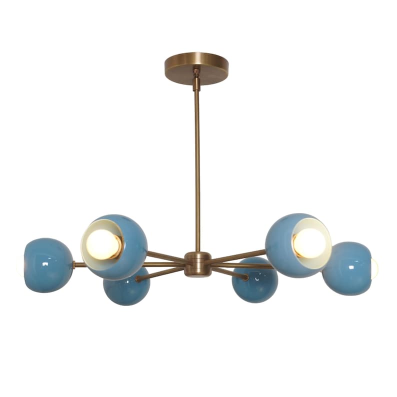 Six Light eyeball Shade Brass Sputnik Handmade Ceiling Light Chandelier Pinwheel Chandelier