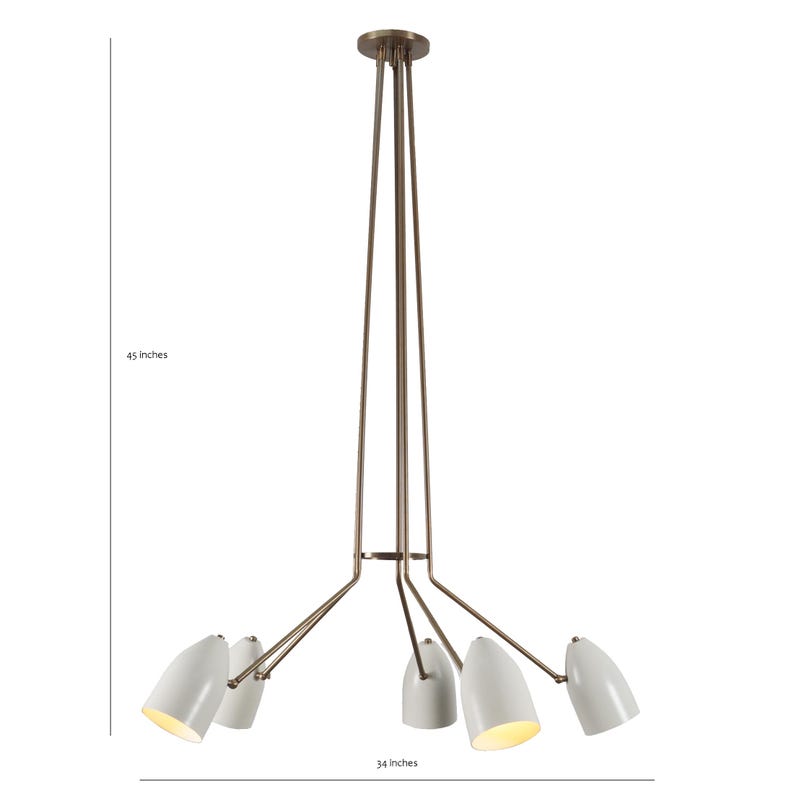 Five Arm Light Sputnik Chandelier Light Fixture Handmade Brass Flush Mount