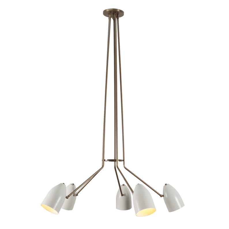 Five Arm Light Sputnik Chandelier Light Fixture Handmade Brass Flush Mount