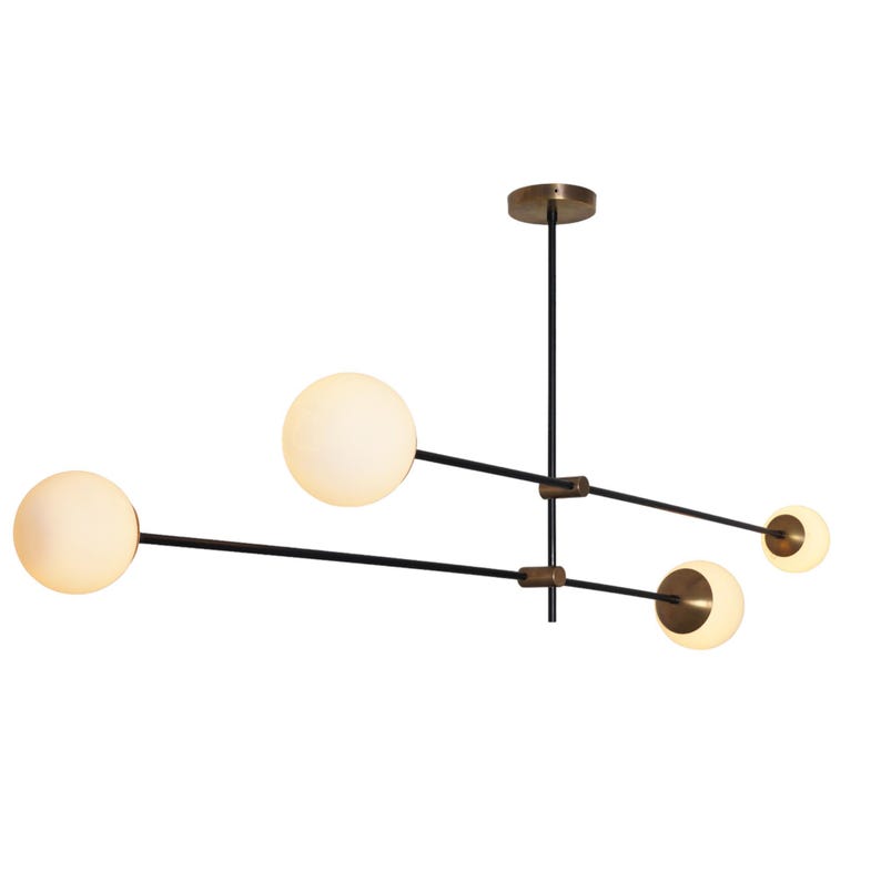 Mid Century Sputnik Four Globe Chandelier Modern Handmade Brass Chandelier Ceiling Light Fixture