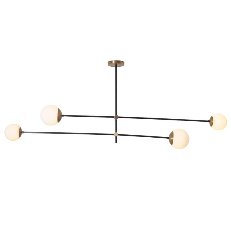 Mid Century Sputnik Four Globe Chandelier Modern Handmade Brass Chandelier Ceiling Light Fixture