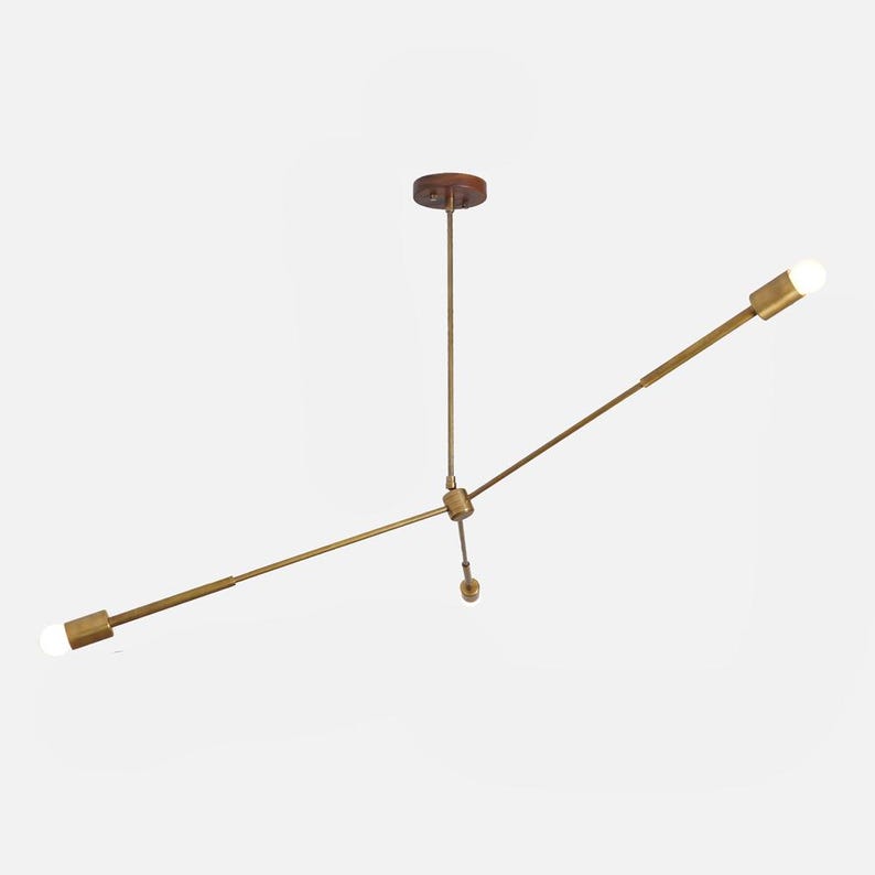 Three Arm Light Linear Chandelier Modern Handmade Brass Chandelier Ceiling Light Fixture