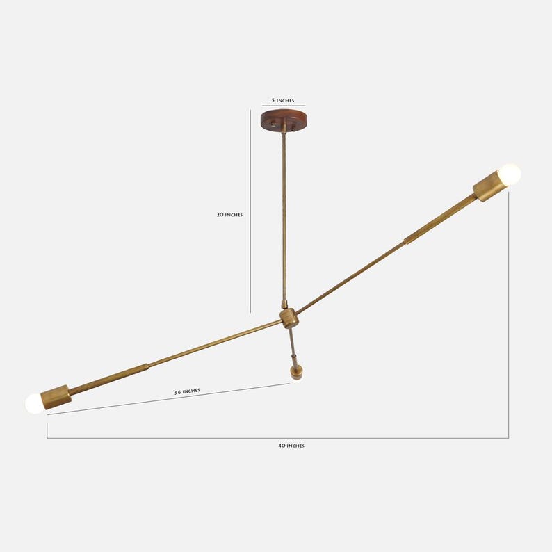 Three Arm Light Linear Chandelier Modern Handmade Brass Chandelier Ceiling Light Fixture