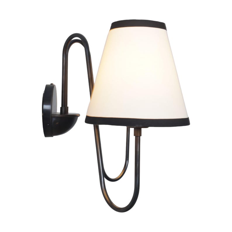 2-Light Linen Shade Raw Brass Wall Sconce with Black Fabric Shades Handmade Brass Wall Lamp