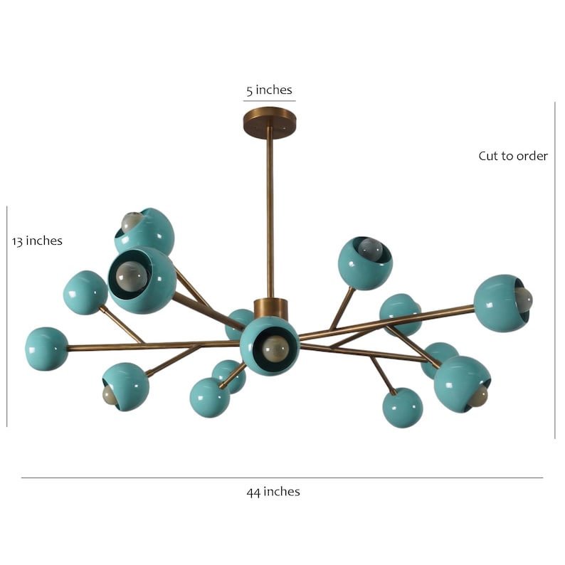15 Light Color Shade Brass Sputnik Starburst Ceiling Branch Chandelier Light Fixture