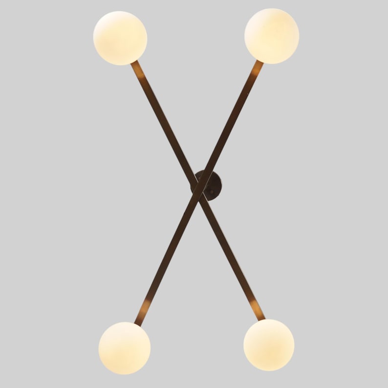 Stilnovo Style Four Light Glass Globe Light Shade Sputnik Starburst Ceiling Pendant Chandelier Light Fixture