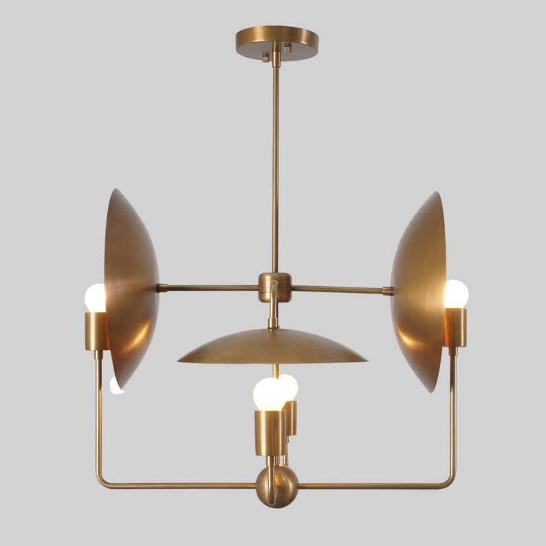 4 Light Mid Century Brass Sputnik Light Fixture Modern Raw Brass Sputnik chandelier Pendant