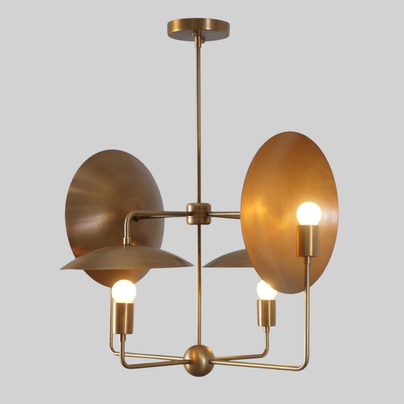 4 Light Mid Century Brass Sputnik Light Fixture Modern Raw Brass Sputnik chandelier Pendant