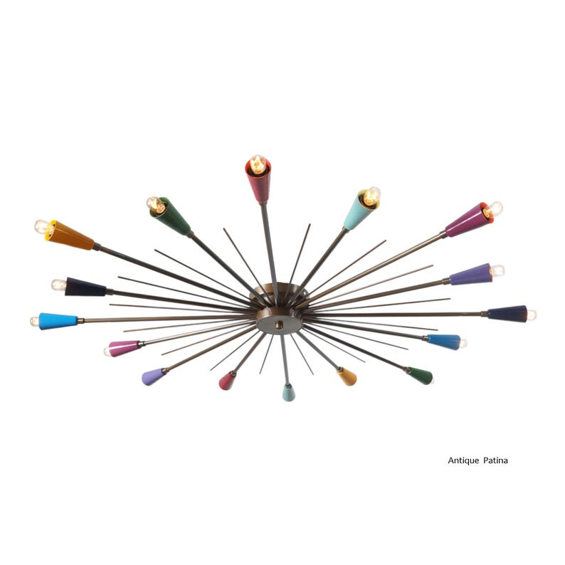 16 Arm Multi Color Shade Lights Brass Sputnik Ceiling Flush Mount Wall Lamp Flush Mount Fixture