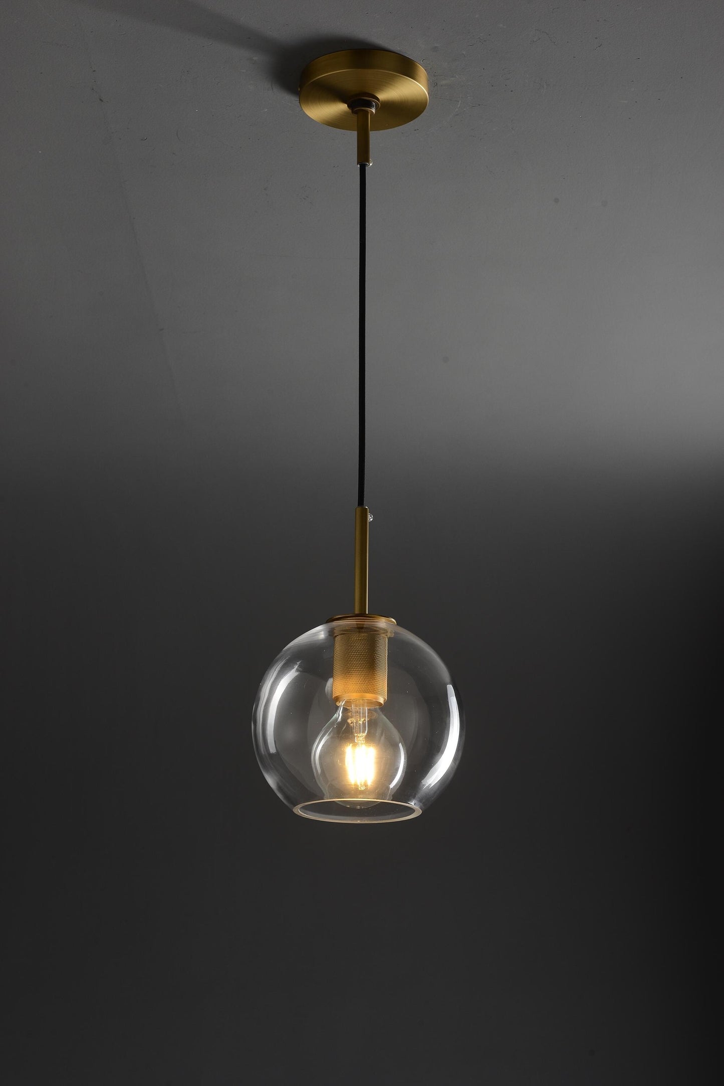 Handmade Copper and Glass Geometric Chandelier - Vintage Glass Pendant Light