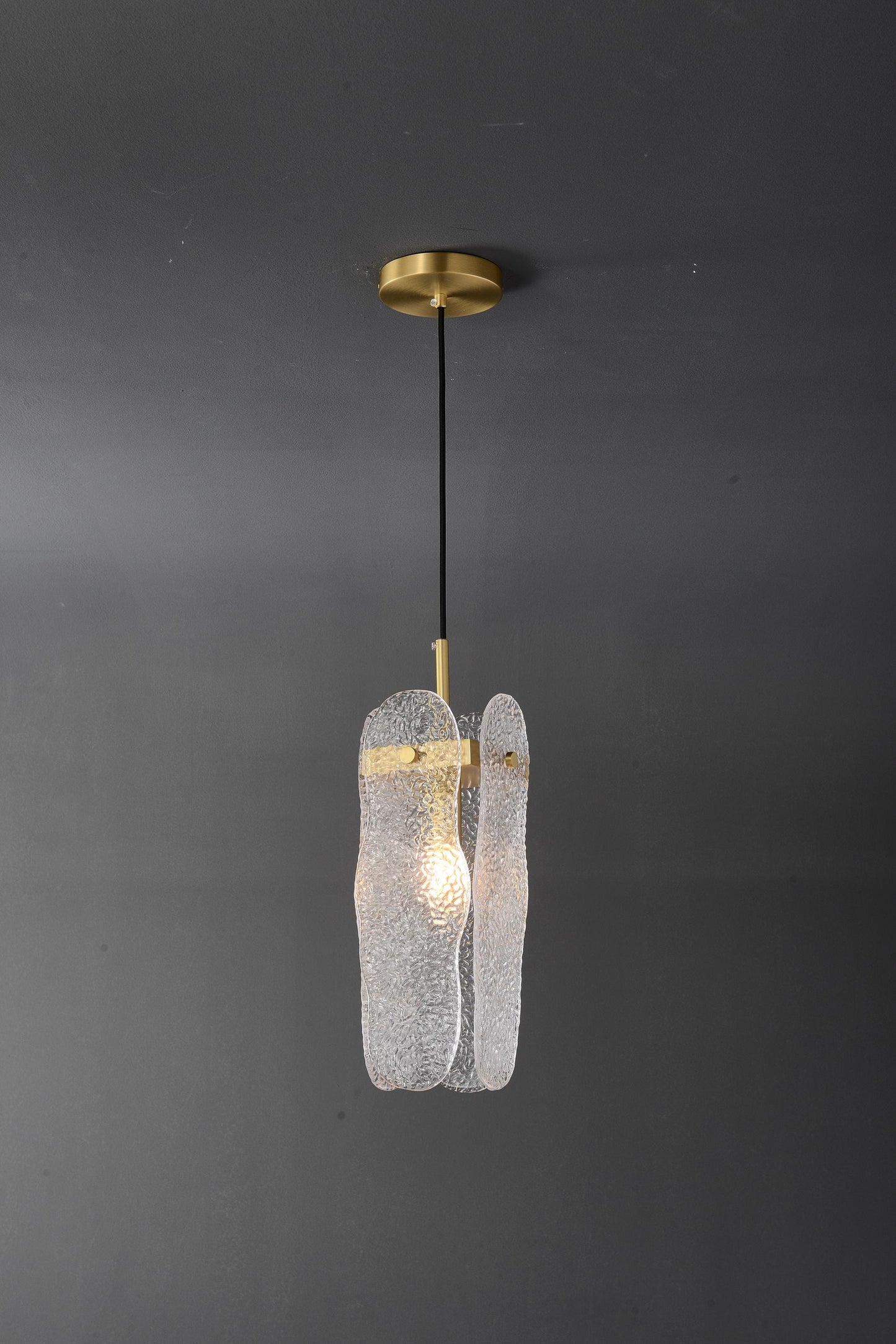 Refined Single-Hanging Copper and Glass Chandelier | Modern Pendant with Artistic Crystal Accents