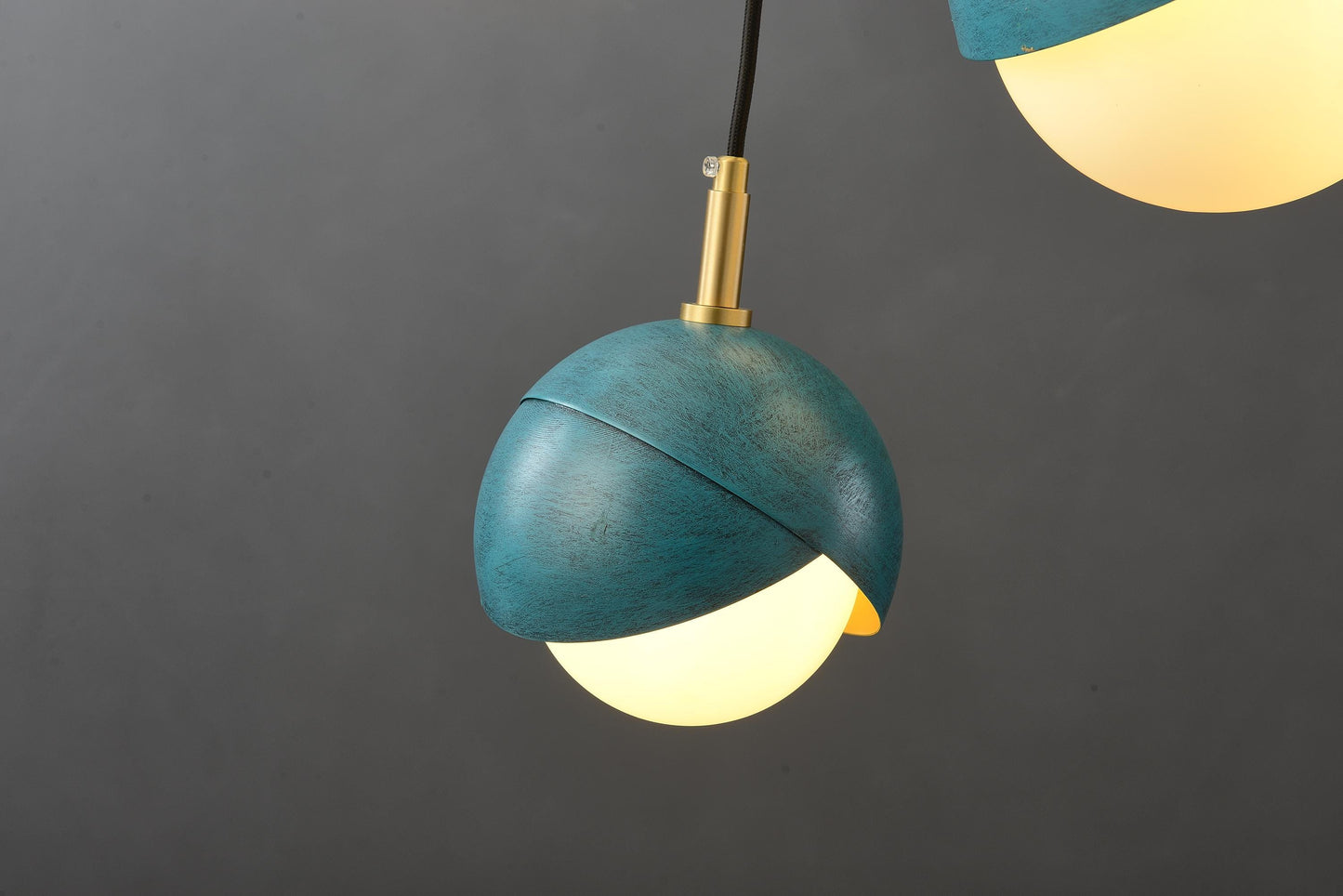 Modern Copper and Iron Chandelier with Deep Sea Blue Accents - Industrial Style Black Acrylic Lighting Fixture