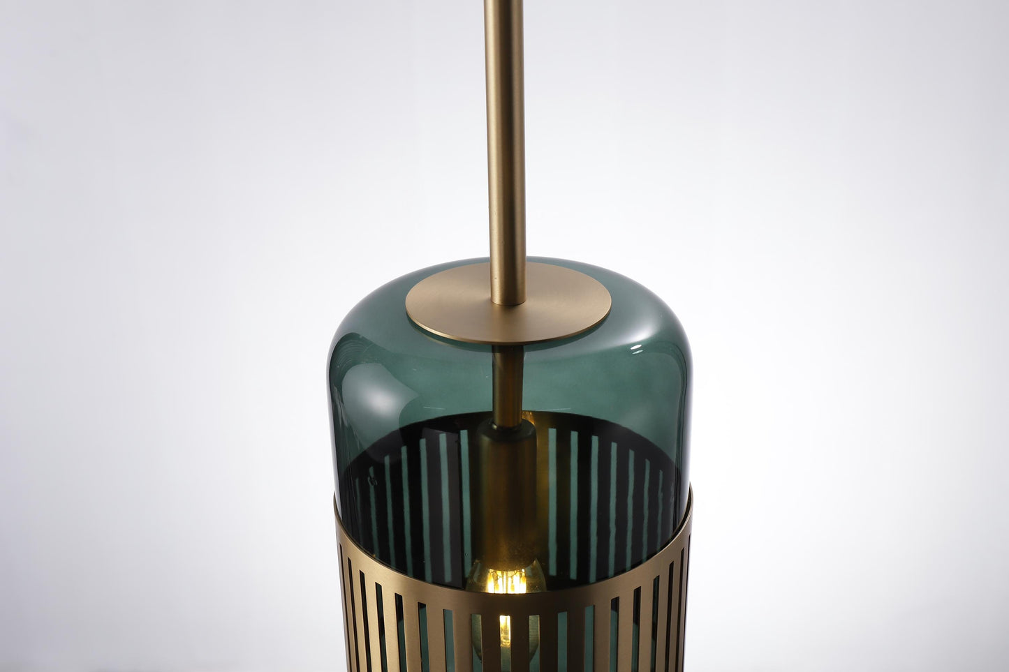 Modern Copper Chandelier with Glass Lampshade