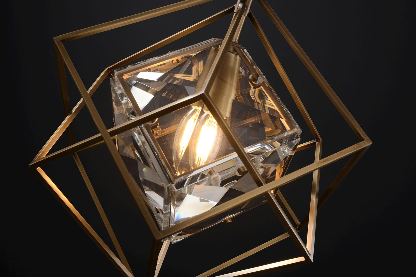 Refined Single-Hanging Bronze and Copper Chandelier | Modern Bronze Chandelier with Vintage Crystal Accents