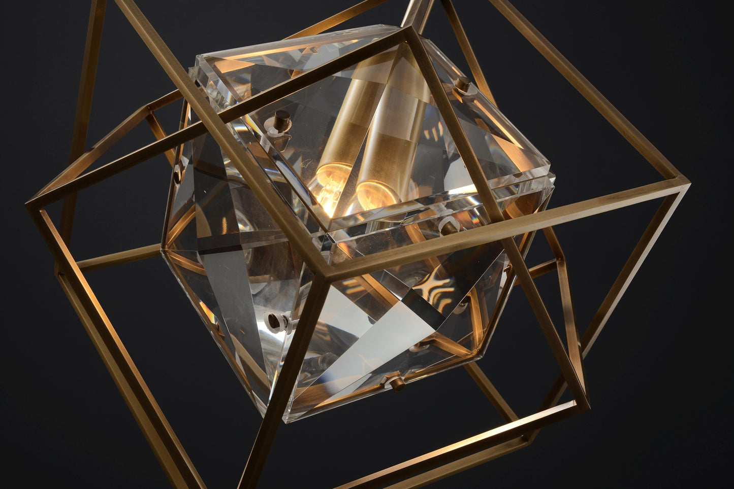Refined Single-Hanging Bronze and Copper Chandelier | Modern Bronze Chandelier with Vintage Crystal Accents