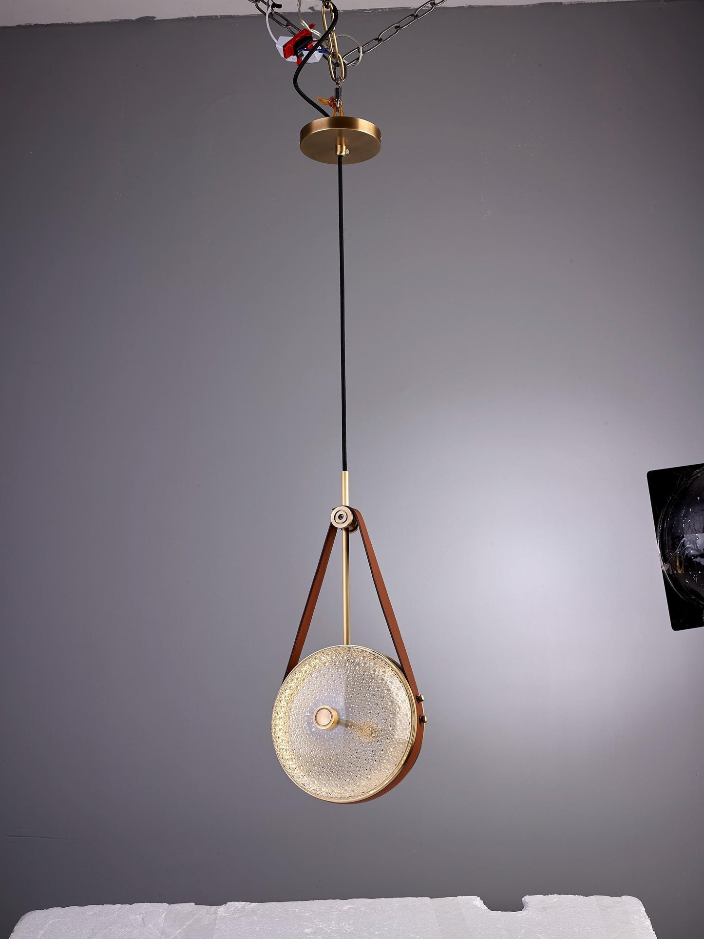 Contemporary Brown Chandelier with Copper and Glass Accents-Elegant Lighting for Modern Spaces