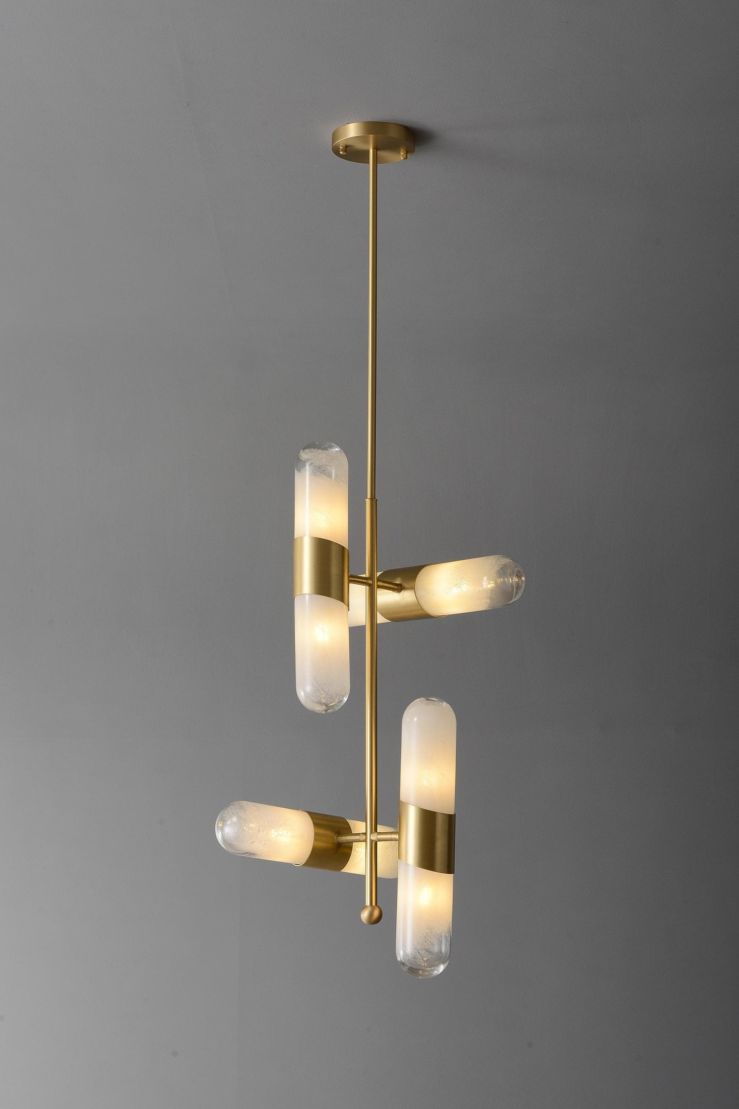 3 Vintage and Modern Brass Frame Glass Chandelier | Luxury Copper Hanging Light Fixture with Antique Mid-Century Design