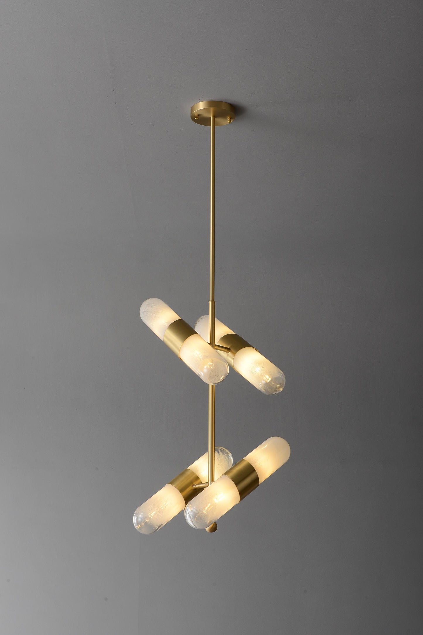 3 Vintage and Modern Brass Frame Glass Chandelier | Luxury Copper Hanging Light Fixture with Antique Mid-Century Design