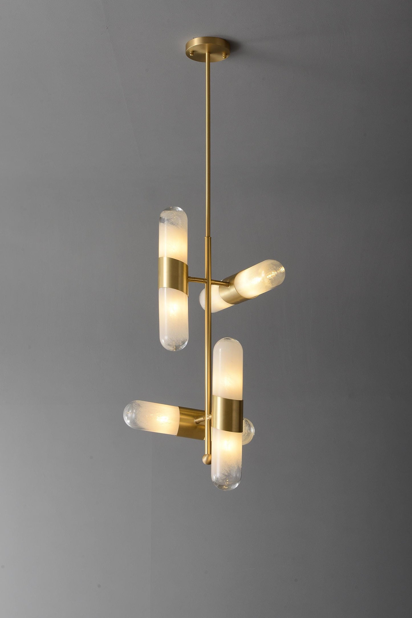 3 Vintage and Modern Brass Frame Glass Chandelier | Luxury Copper Hanging Light Fixture with Antique Mid-Century Design