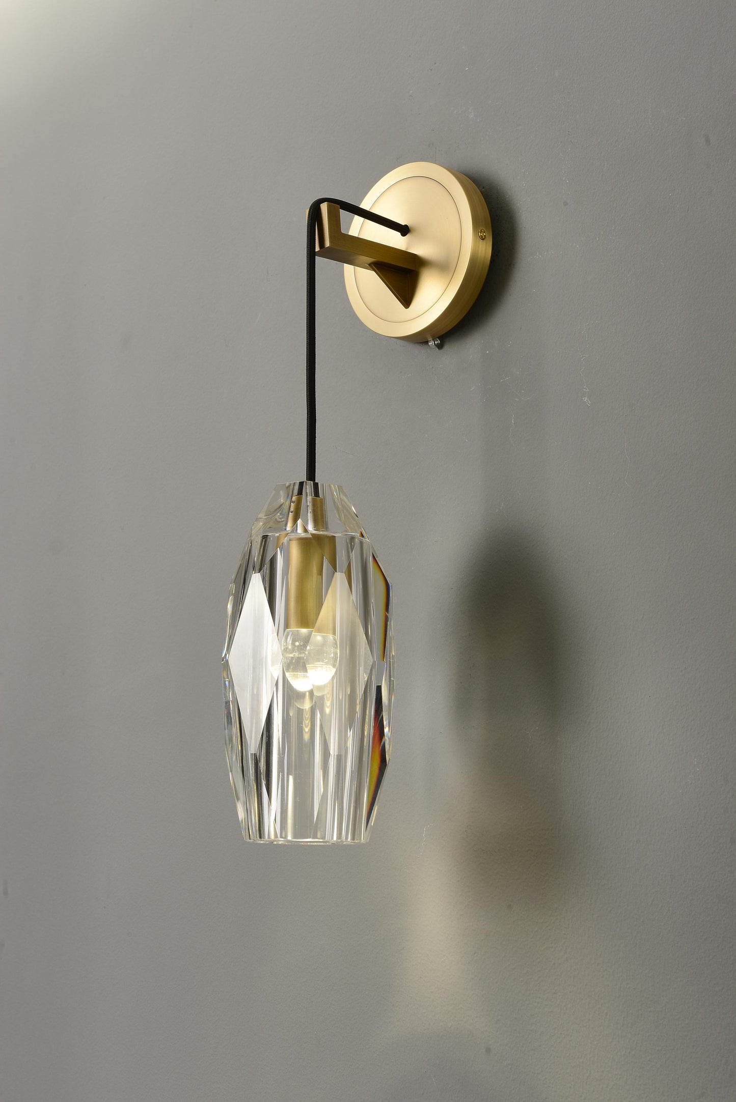 Bronze Shade Brass Copper Crystal Wall Lamp