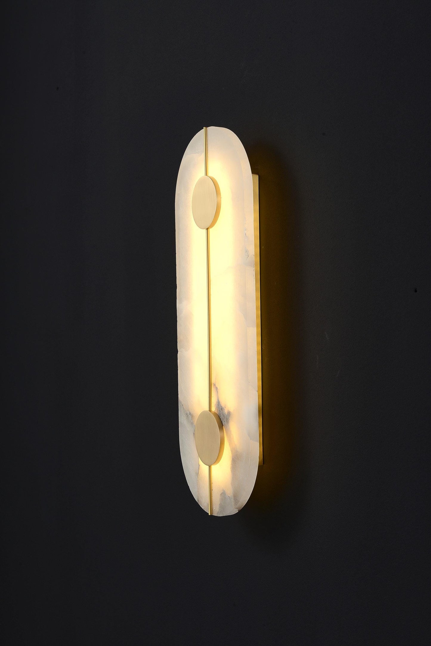 White Marble Vintage Brass Wall Sconce Mid-Century Light Fixture