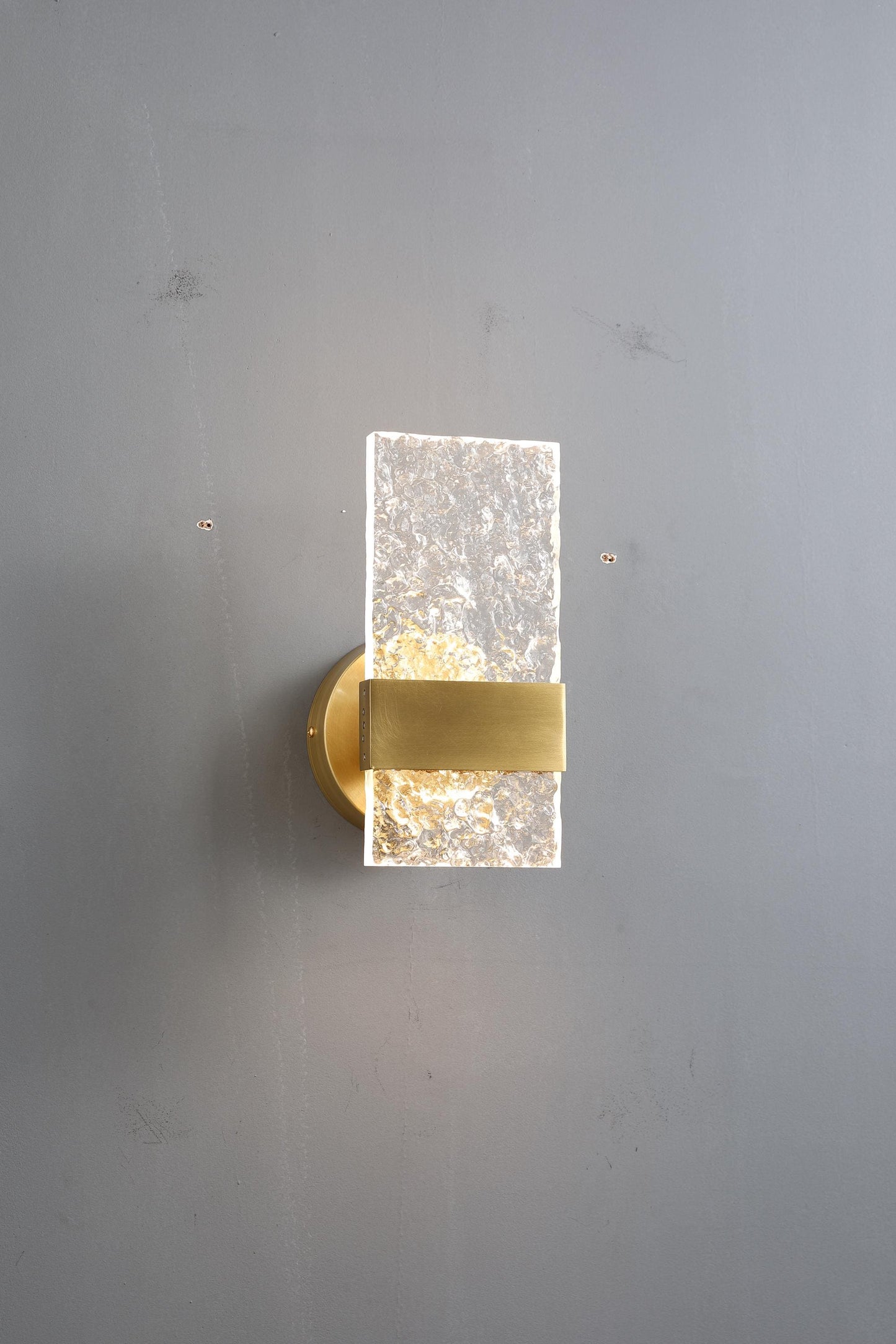 Vintage Sconce Stone Pattern Acrylic and Copper Wall Lamp