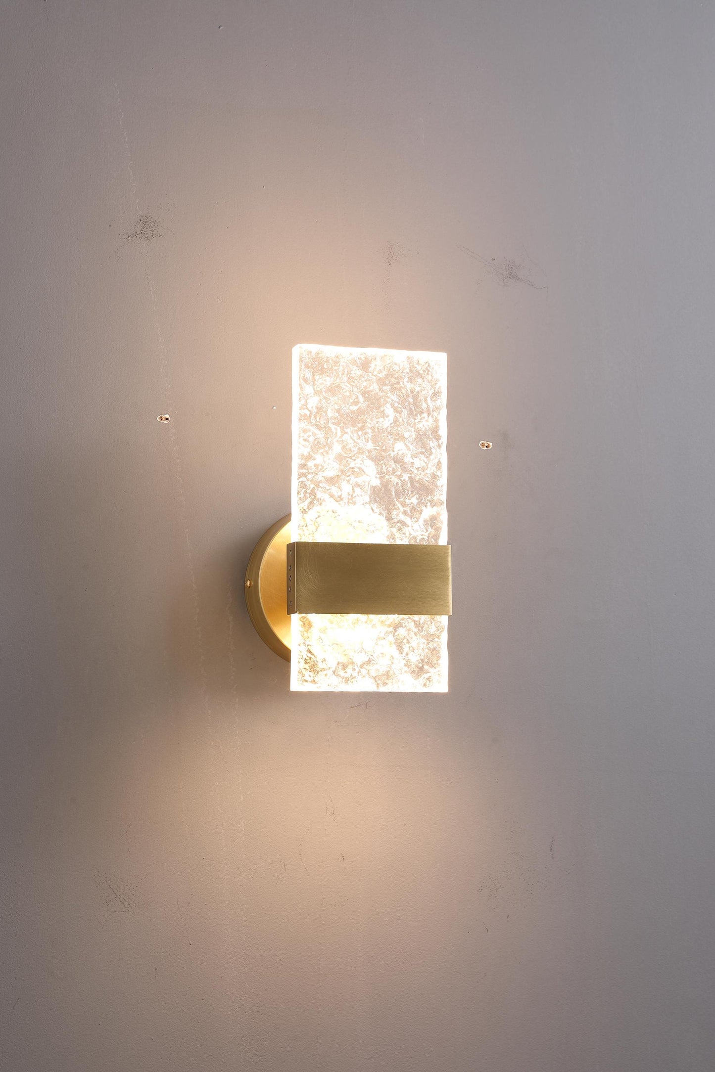 Vintage Sconce Stone Pattern Acrylic and Copper Wall Lamp