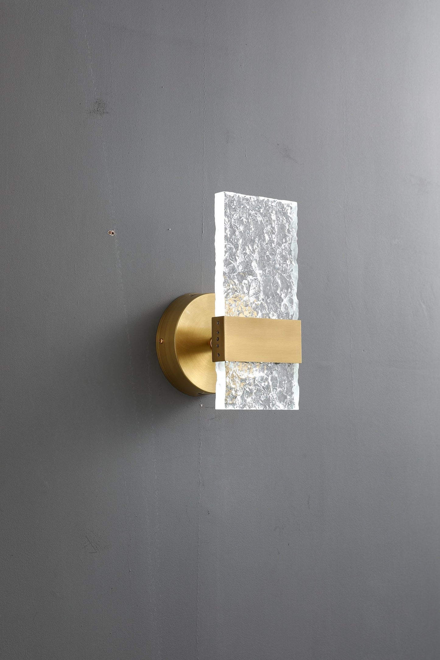 Vintage Sconce Stone Pattern Acrylic and Copper Wall Lamp
