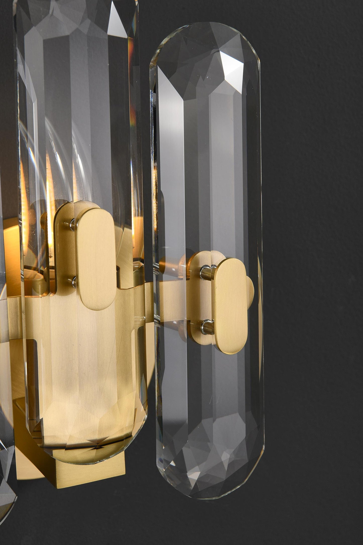 Mid-Century Antique Wall Lamp with K9 Crystal and Copper Finish