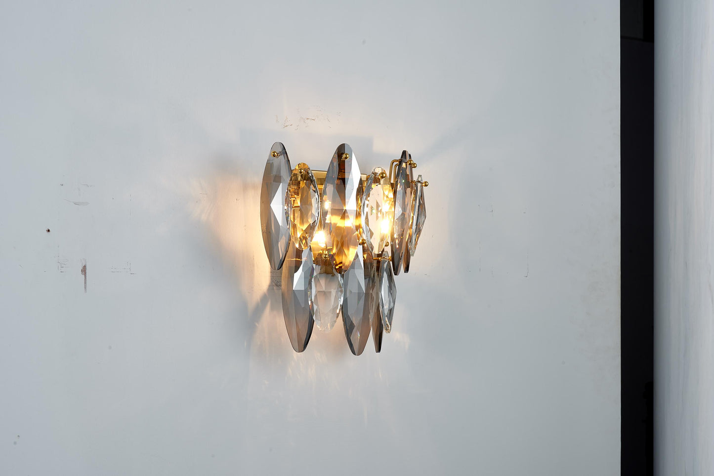 Electroplated Copper Wall Lamp K9 Crystal, Clear Light Handmade Hardware | Luxury Crystal | Copper Wall Sconce for Modern Interiors