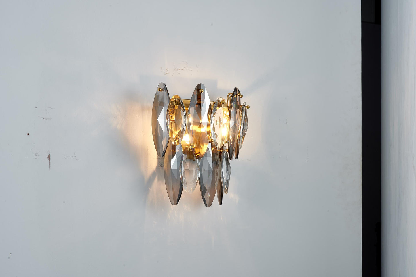 Electroplated Copper Wall Lamp K9 Crystal, Clear Light Handmade Hardware | Luxury Crystal | Copper Wall Sconce for Modern Interiors