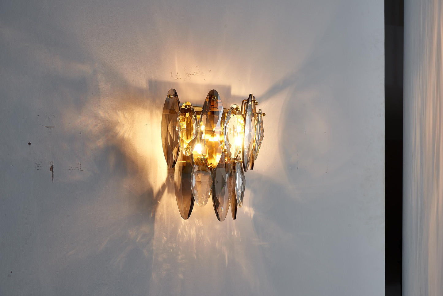 Electroplated Copper Wall Lamp K9 Crystal, Clear Light Handmade Hardware | Luxury Crystal | Copper Wall Sconce for Modern Interiors