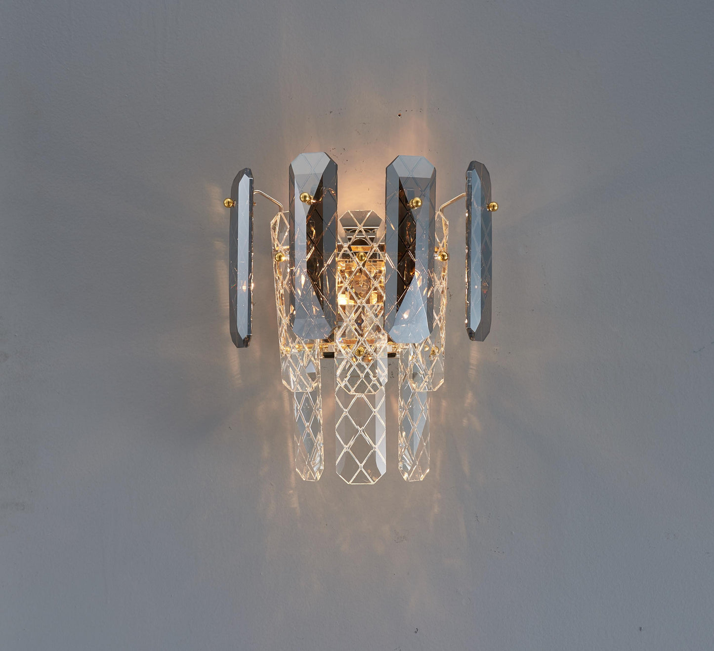 Luxury Electroplating Gold Wall Lamp with K9 Crystal and Clear Light – Modern Gold Hardware Wall Sconce