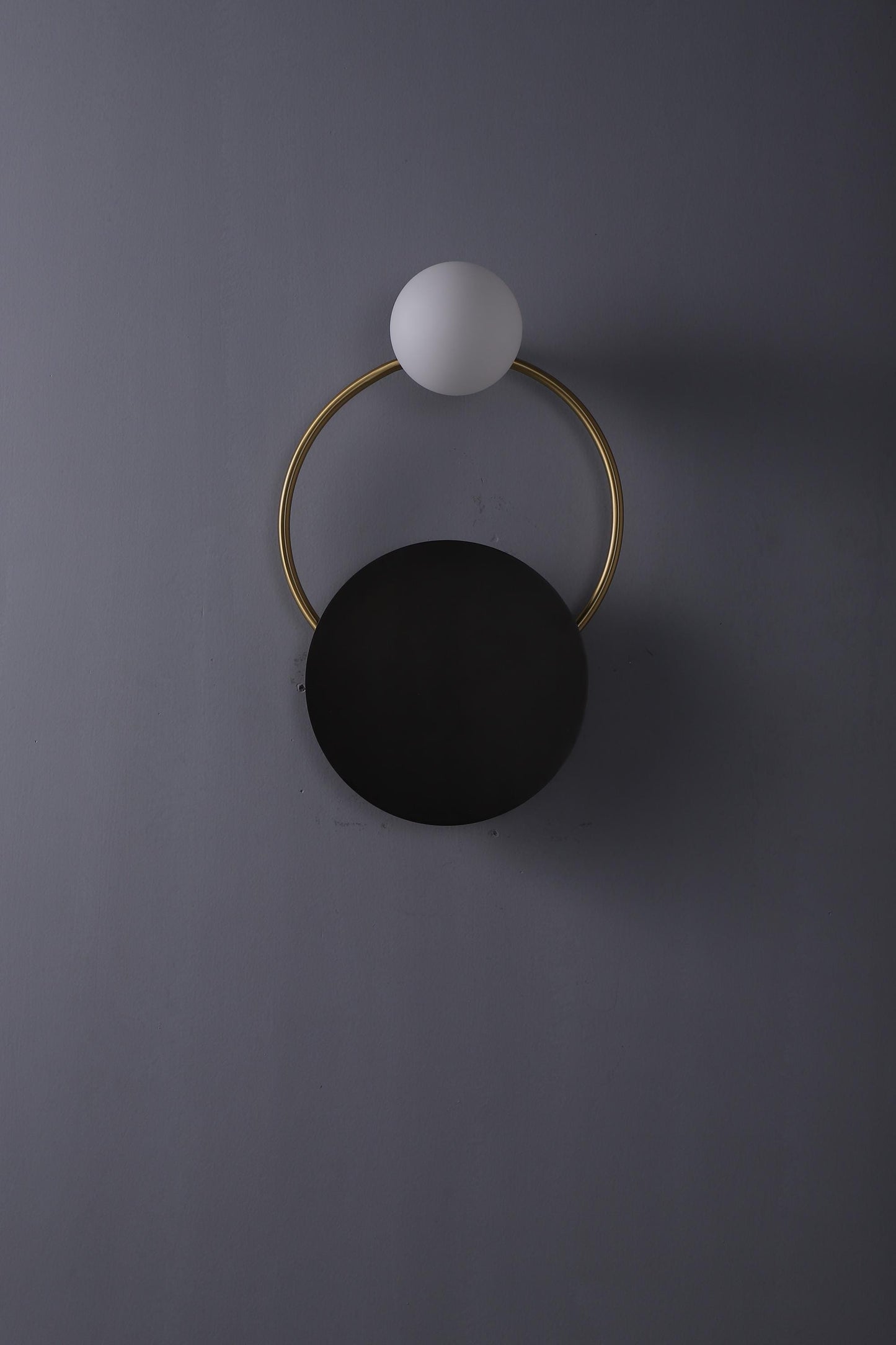 Mid-Century Wall Lamp with Brass Lamp Body and Glass Lamp Shade – Black + Copper Finish