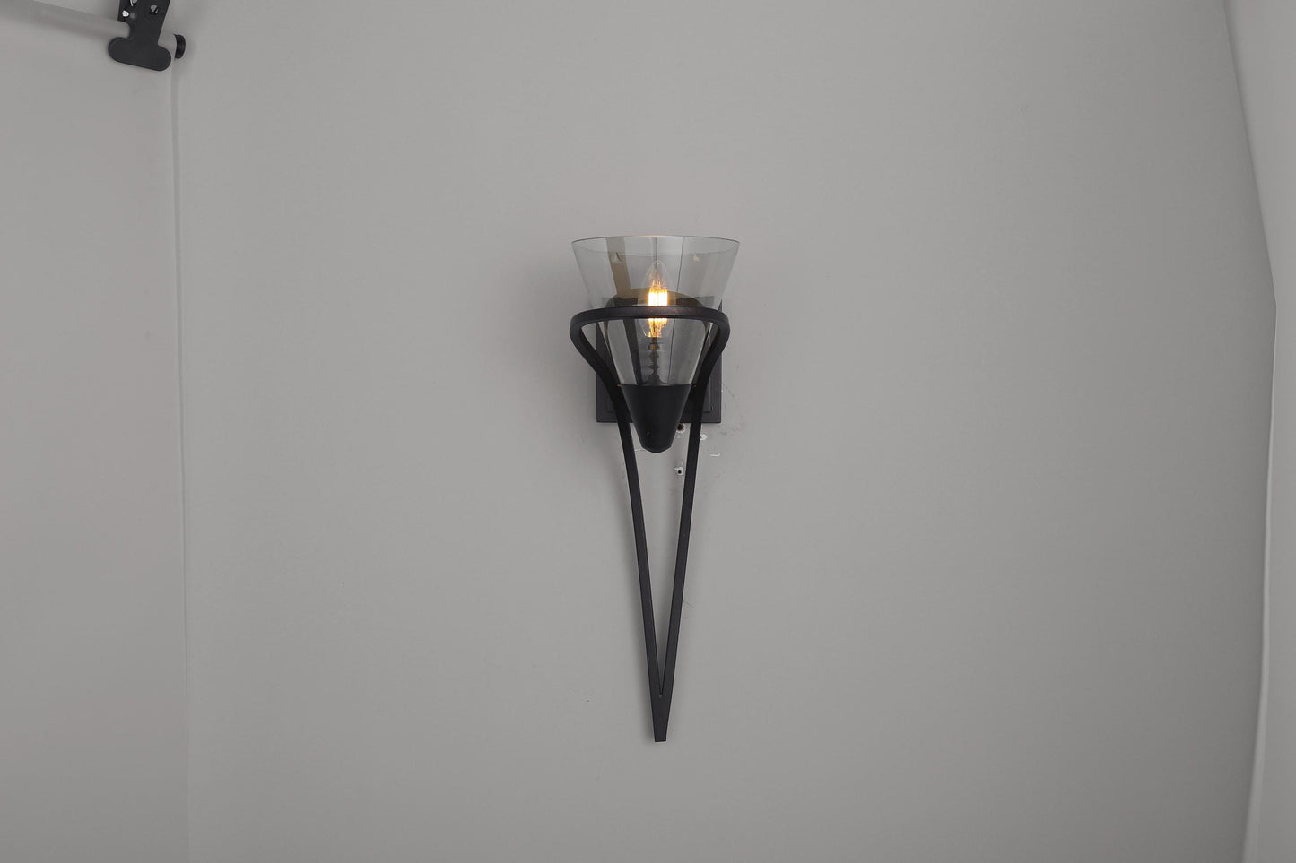 Iron + Glass Wall Sconce – Stylish Black Wall Lamp for Modern Spaces