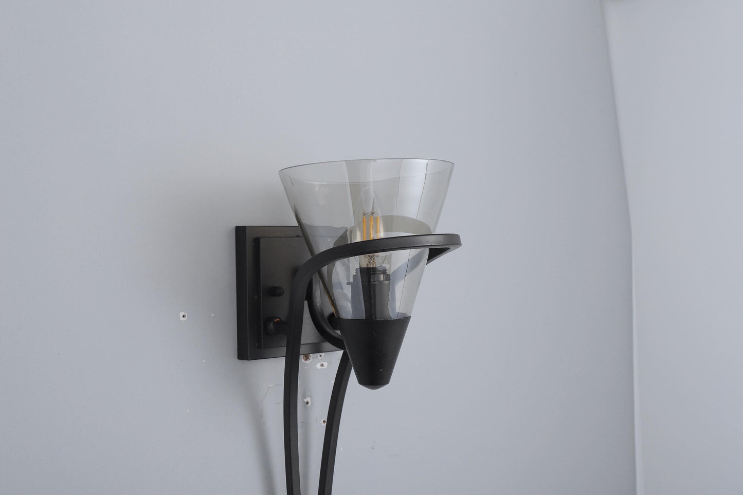 Iron + Glass Wall Sconce – Stylish Black Wall Lamp for Modern Spaces