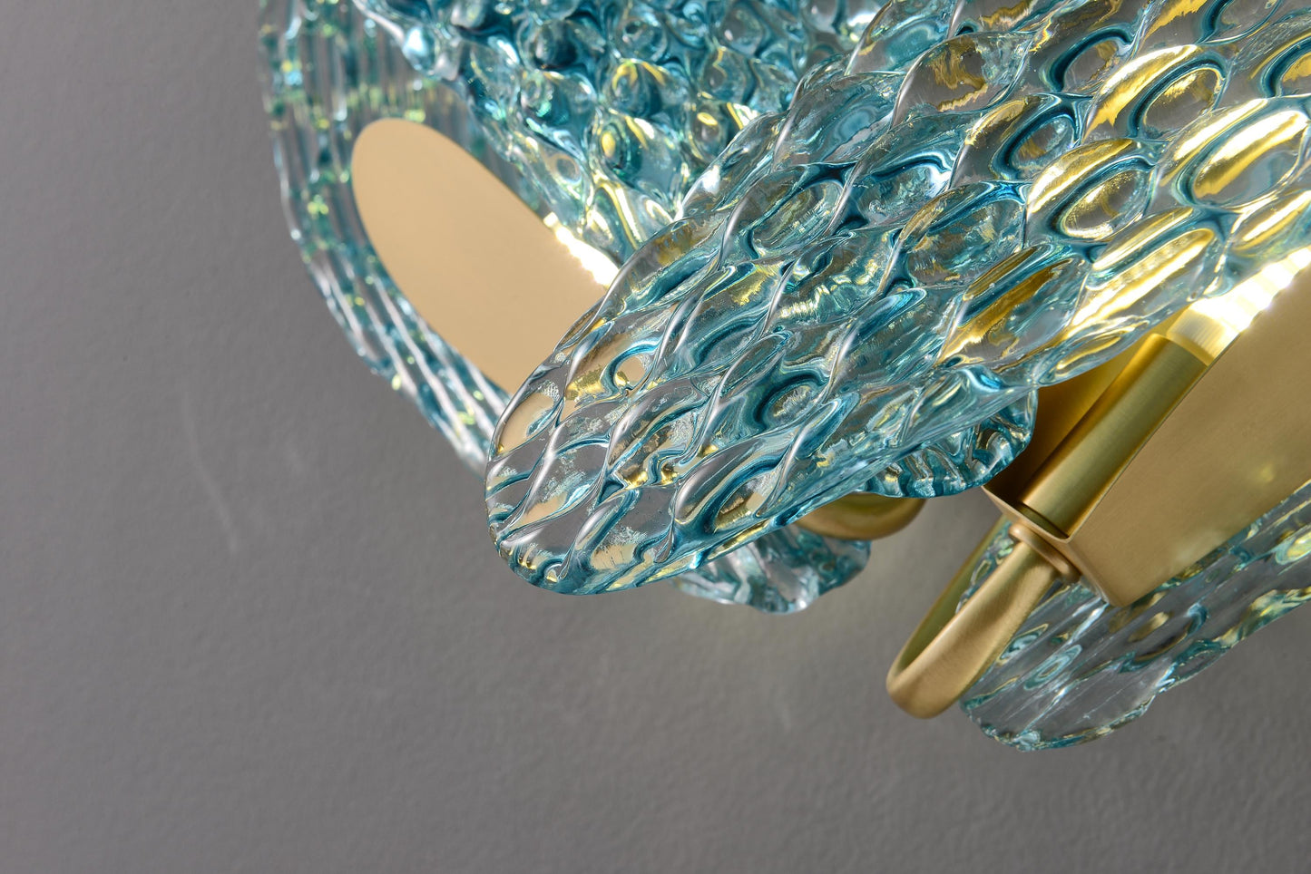 Vintage Sconce Blue Copper+Glass Wall Lamp